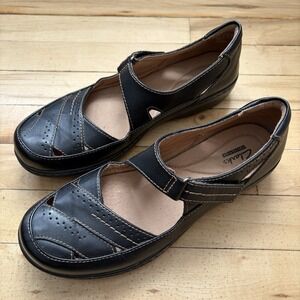 Clarks Shoes Size 10 M Evianna Doyle T-Strap Mary Janes Black Leather Comfort